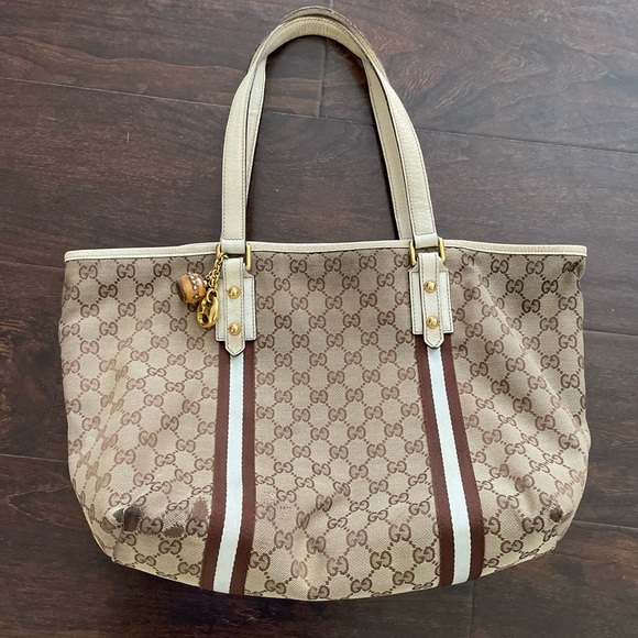 Used authentic Gucci Jolicoeur Tote Bag with CHARMs *HAS WEAR* FLAWS - Picture 1 of 15
